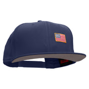 Small Gold Patriotic American Flag Superior Cotton Twill Flat Bill Snapback Prostyle Cap - Navy OSFM