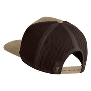 Aces Faux Leather Patched Premium Mesh Trucker Cap - Brown Khaki OSFM
