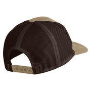 Aces Faux Leather Patched Premium Mesh Trucker Cap - Brown Khaki OSFM