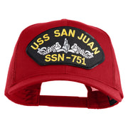 USS San Juan Submarine SSN 751 Patched Solid Cotton Twill Mesh Prostyle Cap - Red OSFM