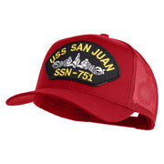USS San Juan Submarine SSN 751 Patched Solid Cotton Twill Mesh Prostyle Cap - Red OSFM
