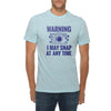 Warning I May Snap Graphic Design Ring Spun Combed Cotton Short Sleeve Deluxe Jersey T-Shirt - Blue-Mist XS