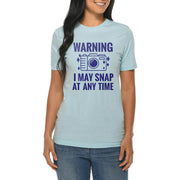 Warning I May Snap Graphic Design Ring Spun Combed Cotton Short Sleeve Deluxe Jersey T-Shirt - Blue-Mist XS