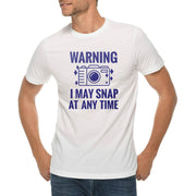 Warning I May Snap Graphic Design Ring Spun Combed Cotton Short Sleeve Deluxe Jersey T-Shirt - White XS