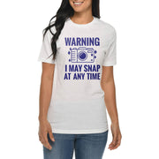 Warning I May Snap Graphic Design Ring Spun Combed Cotton Short Sleeve Deluxe Jersey T-Shirt - White XS