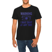 Warning I May Snap Graphic Design Ring Spun Combed Cotton Short Sleeve Deluxe Jersey T-Shirt - Black XS