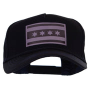 Chigago Flag Variation Heat Transfer Solid Cotton Twill 5 Panel Prostyle Snap Cap