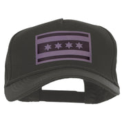 Chigago Flag Variation Heat Transfer Solid Cotton Twill 5 Panel Prostyle Snap Cap