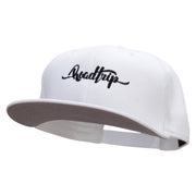 Roadtrip Embroidered Superior Cotton Twill Flat Bill Snapback Prostyle Cap - White OSFM