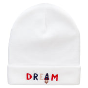 Dream Rocket Embroidered 12 Inch Long Knitted Beanie - White OSFM