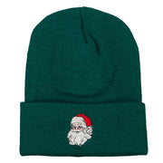 Santa Claus Head Embroidered Long Knitted Beanie