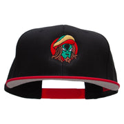 Rasta Alien Embroidered Two Tone Superior Cotton Twill Flat Bill Snapback Cap - Red-Black OSFM