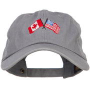 Canada US Flags Embroidered Unconstructed Cap