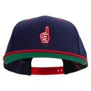 Number 1 Foam Finger  Embroidered Wool Blend 2 Tone Classic Snapback - Navy-Red OSFM