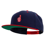 Number 1 Foam Finger  Embroidered Wool Blend 2 Tone Classic Snapback - Navy-Red OSFM