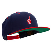 Number 1 Foam Finger  Embroidered Wool Blend 2 Tone Classic Snapback - Navy-Red OSFM