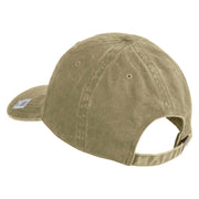 USMC Letter Embroidered Washed Solid Pigment Dyed Cotton Twill Brass Buckle Cap - Khaki OSFM