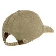 USMC Letter Embroidered Washed Solid Pigment Dyed Cotton Twill Brass Buckle Cap - Khaki OSFM