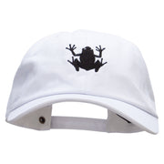 Frog Embroidered Unstructured Cotton Twill Washed Cap - White OSFM