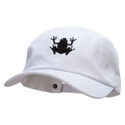 Frog Embroidered Unstructured Cotton Twill Washed Cap - White OSFM