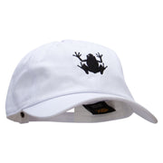 Frog Embroidered Unstructured Cotton Twill Washed Cap - White OSFM