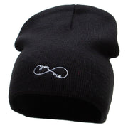 You and Me Embroidered 8 Inch Short Beanie - Black OSFM