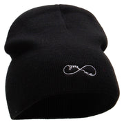 You and Me Embroidered 8 Inch Short Beanie - Black OSFM