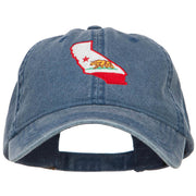 California State Flag Map Embroidered Washed Cap