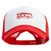 Firetruck Embroidered Summer Foam Mesh Trucker Cap - Red-White OSFM