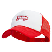 Firetruck Embroidered Summer Foam Mesh Trucker Cap - Red-White OSFM