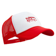 Firetruck Embroidered Summer Foam Mesh Trucker Cap - Red-White OSFM