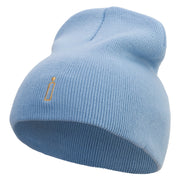 Artistic Letter i Embroidered 8 inch Acrylic Short beanie - Lt-Blue OSFM