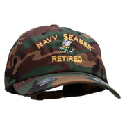 Officially Licensed US Navy Seabee Retired Unstructured Low Profile 6 panel Cotton Cap - Green-Camo OSFM