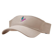 Mardi Feathers Embroidered Cotton Twill Sun Visor - Khaki OSFM