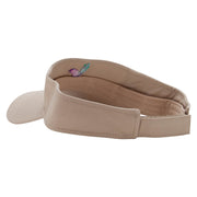 Mardi Feathers Embroidered Cotton Twill Sun Visor - Khaki OSFM