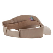 Mardi Feathers Embroidered Cotton Twill Sun Visor - Khaki OSFM