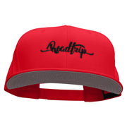 Roadtrip Embroidered Superior Cotton Twill Flat Bill Snapback Prostyle Cap - Red OSFM