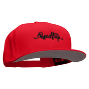 Roadtrip Embroidered Superior Cotton Twill Flat Bill Snapback Prostyle Cap - Red OSFM