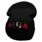 Dream Rocket Embroidered 12 Inch Long Knitted Beanie - Black OSFM