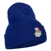 Santa Claus Head Embroidered Long Knitted Beanie