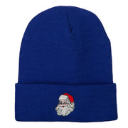 Santa Claus Head Embroidered Long Knitted Beanie