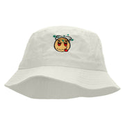 Stoned Emoji Embroidered Bucket Hat