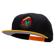 Rasta Alien Embroidered Two Tone Superior Cotton Twill Flat Bill Snapback Cap