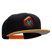 Rasta Alien Embroidered Two Tone Superior Cotton Twill Flat Bill Snapback Cap