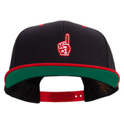 Number 1 Foam Finger  Embroidered Wool Blend 2 Tone Classic Snapback - Black-Red OSFM