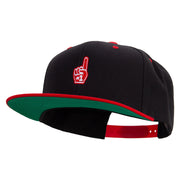 Number 1 Foam Finger  Embroidered Wool Blend 2 Tone Classic Snapback - Black-Red OSFM