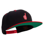 Number 1 Foam Finger  Embroidered Wool Blend 2 Tone Classic Snapback - Black-Red OSFM