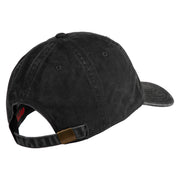 USMC Letter Embroidered Washed Solid Pigment Dyed Cotton Twill Brass Buckle Cap - Black OSFM