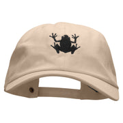 Frog Embroidered Unstructured Cotton Twill Washed Cap - Khaki OSFM