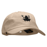 Frog Embroidered Unstructured Cotton Twill Washed Cap - Khaki OSFM